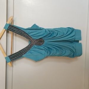 Y2K Blue and Metallic Tank EUC